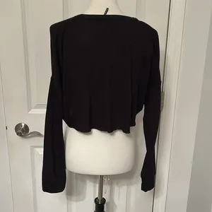 Cute Black Urban Outfitters Long Sleeve Henley Crop Top thumbnail 6