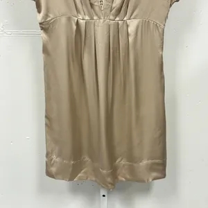 BCBGMAXAZRIA Silk Mini Dress Pebble Beige‎ Sequin Embroidered Champagne Party XS thumbnail 6