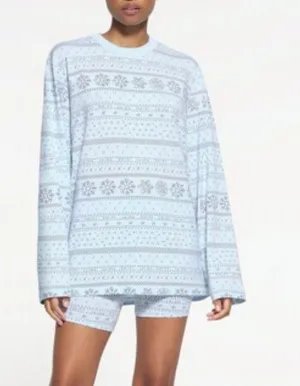 SKIMS limited edition glacier fair isle boyfriend long sleeve and boxer set thumbnail 1