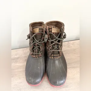 SPERRY Womens Sz 7m Saltwater Wool Plaid Duck Boots STS95922 outdoors winter thumbnail 2