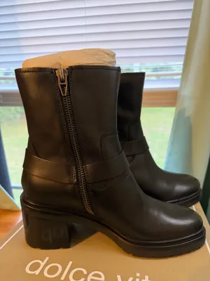 Dolce Vita by Dolce Vita Black Leather Mid-Calf Heeled Buckle Camros Boots. Size 9.5 thumbnail 2