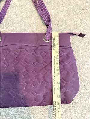 Thirty One Purple Quilted Circles Tote Bag Large Shoulder Purse thumbnail 6
