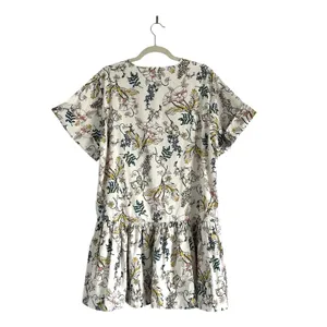 AMUR Zazie Floral Mini Shift Dress Organic Cotton Tiered Babydoll Print Size 10 thumbnail 5