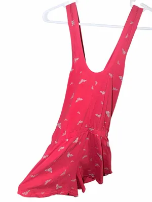 Wonder Woman Red All Over Logo Print Criss Cross Romper DC Comics Size XS thumbnail 2
