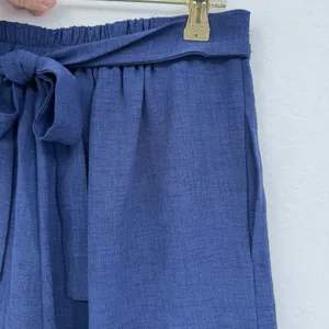 Elodie Tie Waist Shorts Blue High Rise Elastic Waist Casual Summer Flowy Size L thumbnail 5