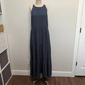 Richer Poorer Sleeveless Tiered Maxi Dress Gray High Neck Flowy Boho Summer thumbnail 10