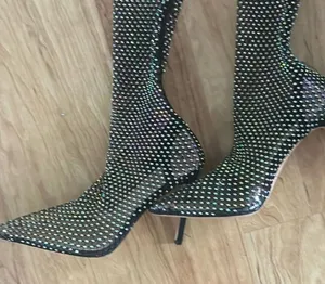 Women's Rhinestone Shoes Fashion Solid Color High Heels Pointed Boots Trendy Sex thumbnail 1