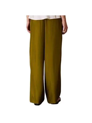 NWT Calvin Klein Womens Drawstring Wide-Leg Pants 44B932G Dark Leaves Green M thumbnail 2