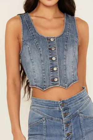 Idyllwind Miranda Lambert Denim Corset Vest Medium Wash Blue XS Button Front thumbnail 1