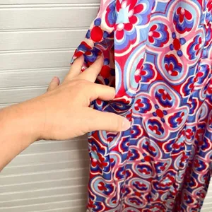Melloday Printed Wide Leg Patterned Pocket Jumpsuit Size XL Red Blue thumbnail 5