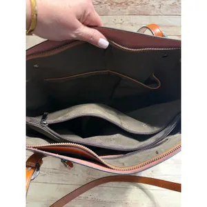 FZONE Leather Shoulder Tote Bag Brown Crossbody Office Handbag Laptop Work NWOT thumbnail 7