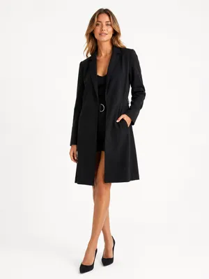 NEW Jo-Jo-Z Black Trench Blazer Dress Belted Longline Jacket SMALL thumbnail 3