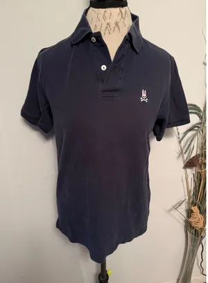 Psycho Bunny Navy Blue Short Sleeve Polo‎ Shirt Womens Size S Embroidered Logo thumbnail 1