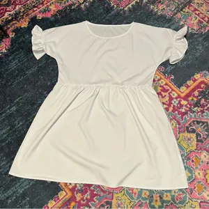 2XL White Ruffled Sleeve Mini Dress thumbnail 1