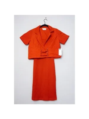 NWT [SET] Honor The Gift Service Mini Dress S Red Ribbed Oversized Monogram thumbnail 5