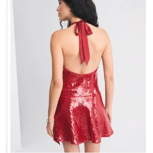 Abercrombie & Fitch Red Sequin Wrap Mini Dress NWT Size XL thumbnail 6