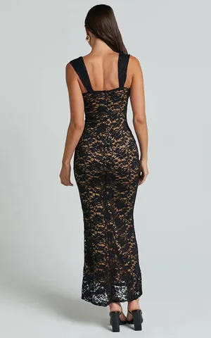 Showpo Collette Black Lace Midi Dress thumbnail 7