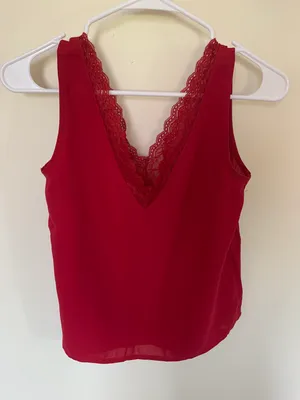 SheIn Lace Red Tank thumbnail 1