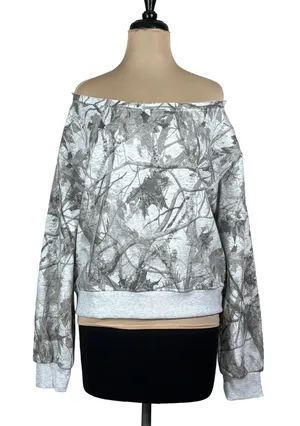 Refuge Camo Off-Shoulder Sweatshirt Medium thumbnail 1