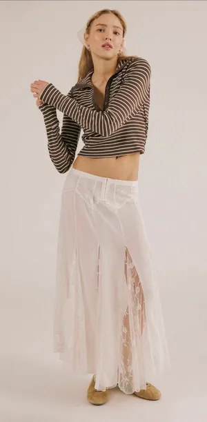 Free People Nice to meet you maxi slip skirt thumbnail 1