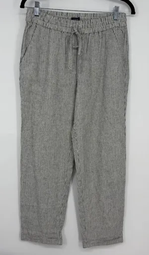 J.Crew Linen Cotton‎ Striped Drawstring Pants Black White Womens Size 6 NEW thumbnail 1