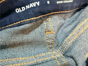 Old Navy Dark Blue High-Rise Straight Jeans thumbnail 6
