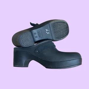 Crocs Sarah Black Slip On Heeled Dual Comfort Lightweight Clogs 🔥 thumbnail 5