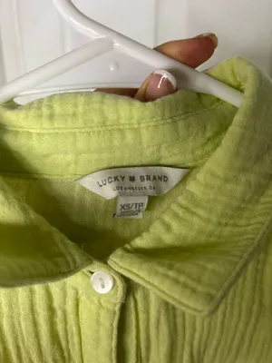 Lucky Brand Green Button Down Top thumbnail 3