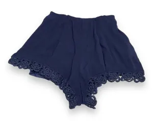5/$65 L'Atiste Womens Shorts Sz M Navy Blue Crinkle‎ Lace Wide Leg Short thumbnail 1