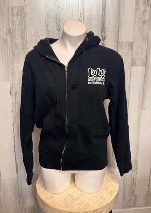 Lulus Bait Shack Fort Lauderdale Beach Full Zip Hoodie Sweatshirt Black Small thumbnail 1