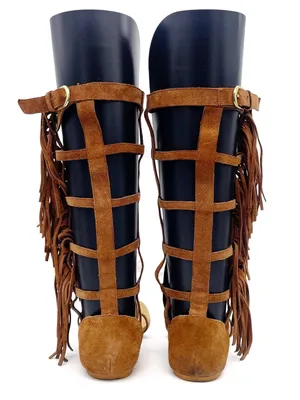Colin Stuart Victoria’s Secret Sandals 9B Suede Fringe Tall Gladiator Festival thumbnail 6