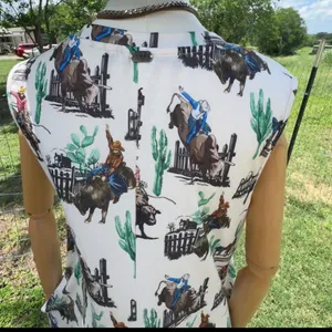 Lucky & Blessed Western Kicking Bull Cactus Printed Dress thumbnail 4