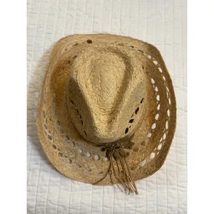 Peter Grimm Straw Western Cowboy Hat - NWOT Open Weave Floral Sun Hat O/S thumbnail 2