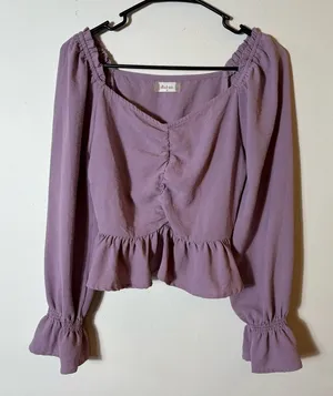 Altar’d State Purple Long Sleeve Peplum Top‎ Size Small thumbnail 1