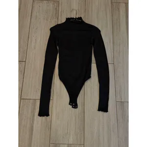 Free People Intimately Mara Mock Neck Bodysuit Womens XS/S Black Textured Boho thumbnail 4