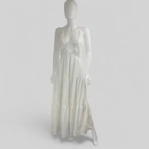 SHEIN Vcay Tiered Long White Maxi Resort Wear Dress‎ Size XL NWT thumbnail 3