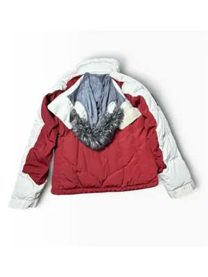 The North Face 600 Down Ski Jacket Fur Hood Burgundy White Vintage Puffer S thumbnail 3
