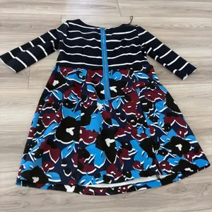 A Pea in the Pod Taylor Maternity Dress Navy Striped Floral Blue Burgundy Large thumbnail 4