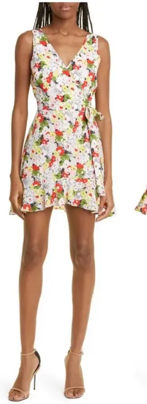 Likely Vera Floral Print Faux Wrap Mini Sleeveless‎ Dress Womens Size 8 NEW thumbnail 1
