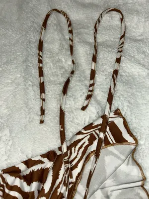 SheIn Brown and White Zebra Print Dress With Drawstring thumbnail 5