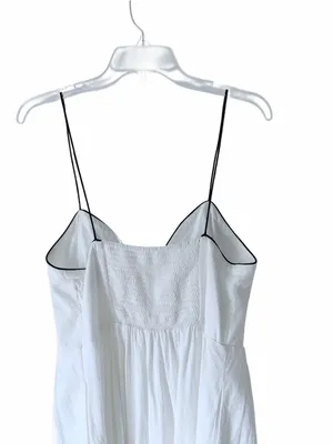 Maeve Anthropologie White Navy Trim contrast Midi Dress size 14 with pockets thumbnail 8