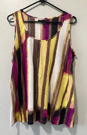 Kenneth Cole Yellow/Purple/White/Brown Multi Color Tank Top thumbnail 1