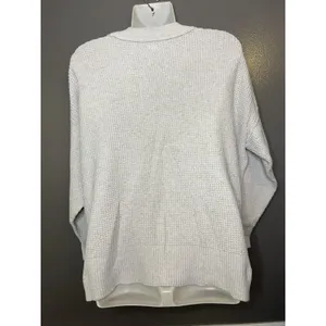 Aerie Sweater Womens XS Gray Waffle Knit Crewneck Pullover Cozy Relaxed Fit thumbnail 6