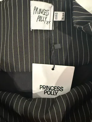 Princess Polly Black Pinstripe Pleated Mini Skirt with Double Buckles thumbnail 3