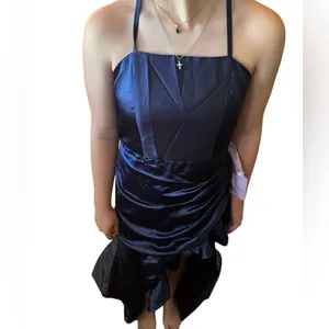 Dideyttawl Satin Criss Cross Spaghetti Strap Formal Dress Blue 16 NWT thumbnail 6