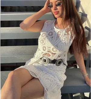 White Lace Two-Piece Skirt Set - Women's Summer Outfit size M thumbnail 2