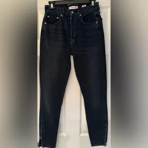 REDONE Women’s Black Zipper Ankle High Rise Cotton Denim Jeans Size 25 thumbnail 4