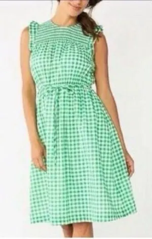 Draper James Green Gingham Sleeveless Dress thumbnail 1