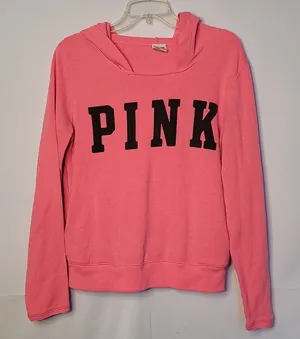 PINK - Victoria's Secret long sleeve hooded hoodie pull over sweatshirt sz Medium thumbnail 1
