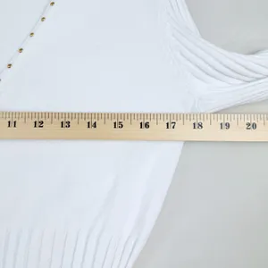 Bellini Size M White Ribbed Zip Front Studded V Neck Cardigan Sweater Y2K Glam thumbnail 10